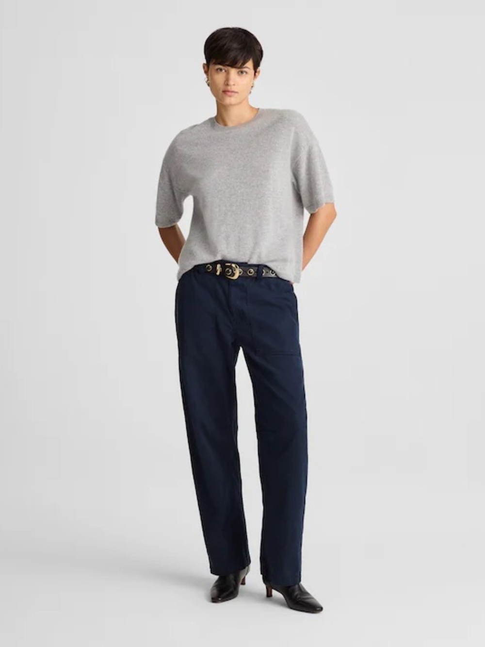 Madewell Darted Barrel-Leg Pants Classic Navy Comfort Stretch Size 23 NWT